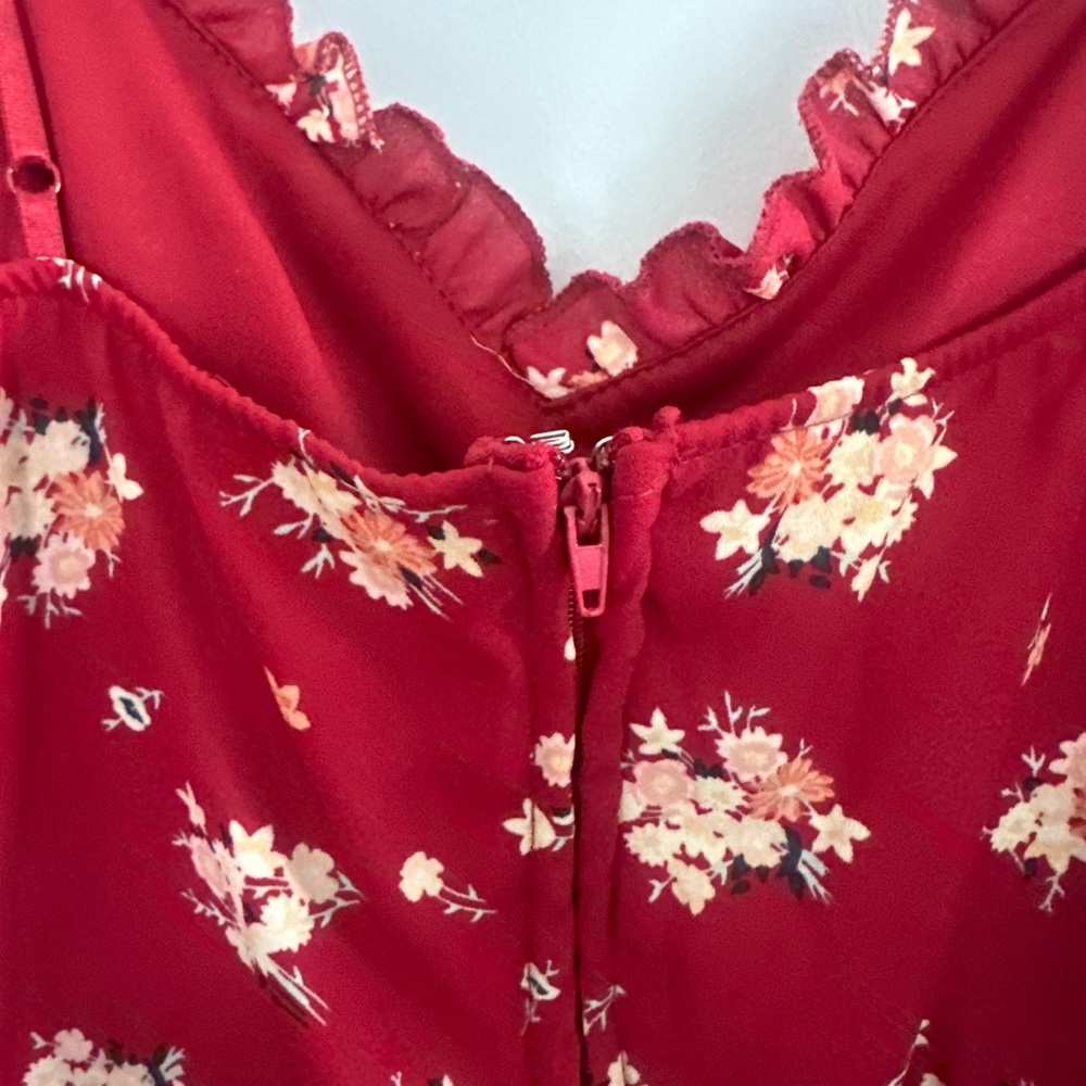 Francesca’s Red Floral Dress - L - Picture 7 of 9
